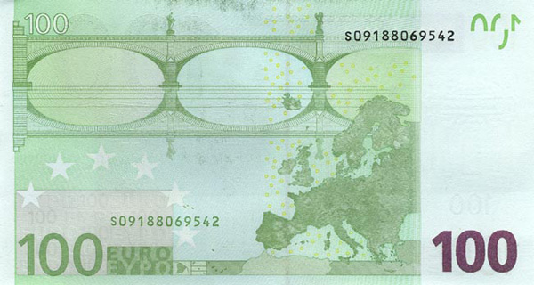 Банкнота 100 евро, оборот