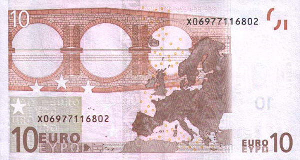 Банкнота 10 евро, оборот
