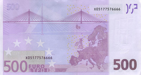 Банкнота 500 евро, оборот