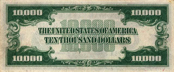 Банкнота 10 000 долларов США, оборот